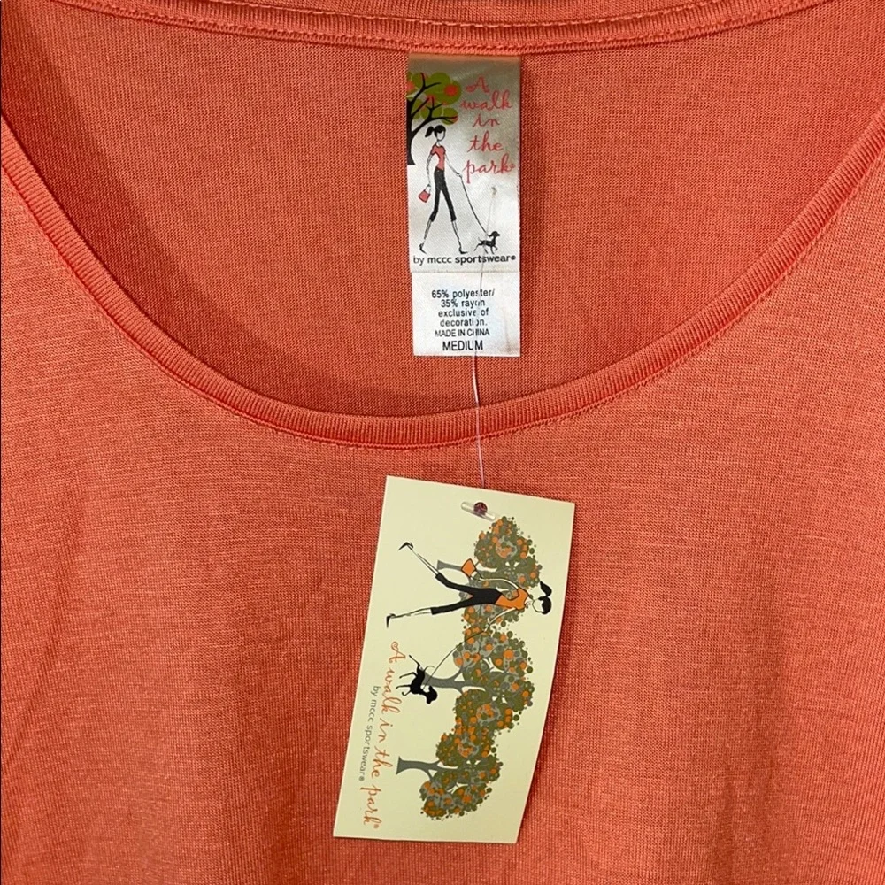 Artwear Coastal Bird Tunic 3/4 Sleeve Orange Knit Medium A Walk In The Park NWT